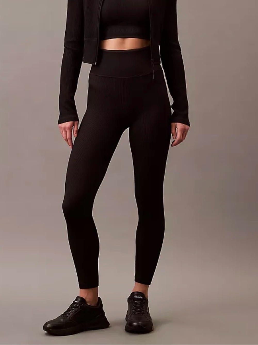 Calvin Klein Black Ribbed High-Rise Leggings